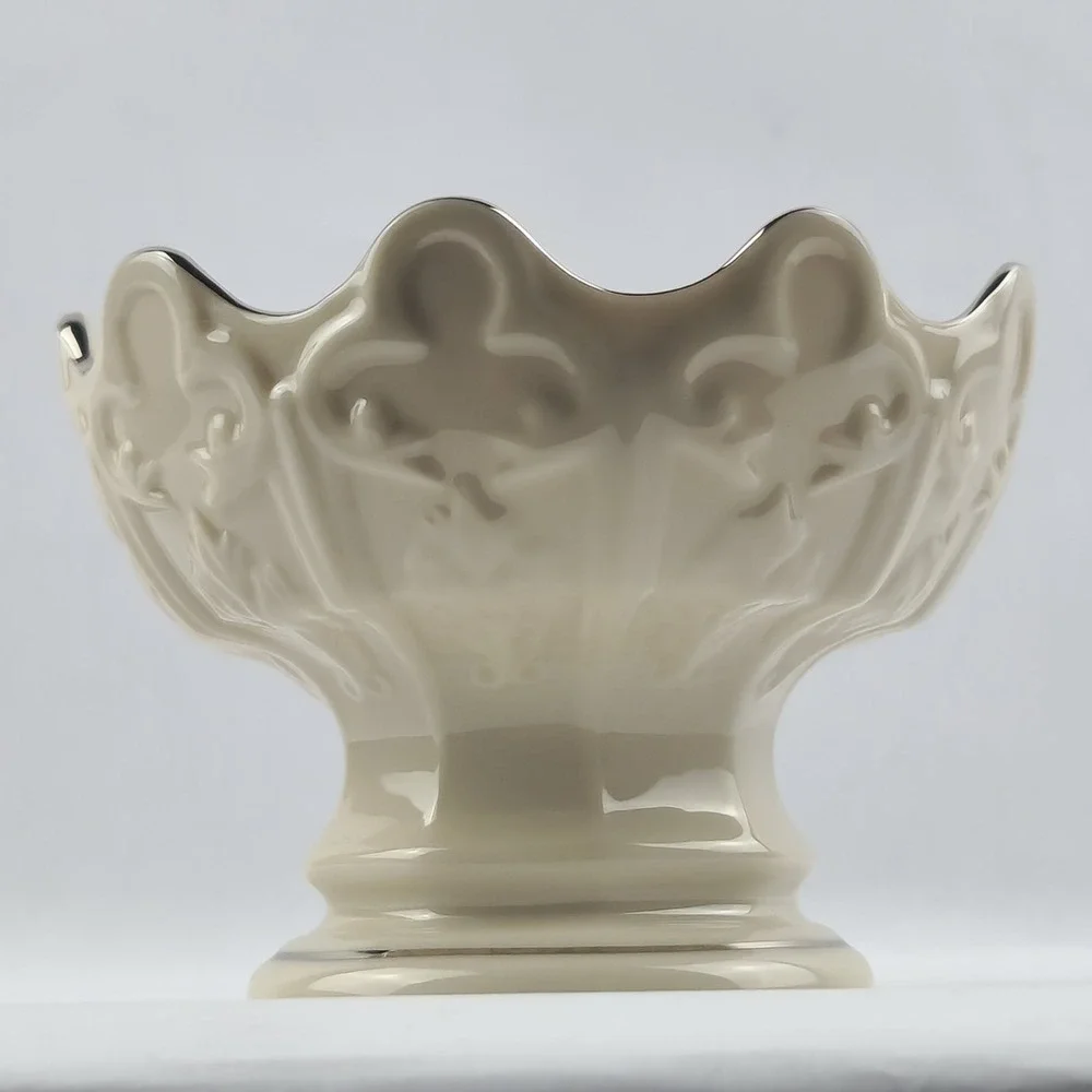 Lenox Candy Dish / Nut Bowl Platinum Rim - Fleur de Lis Collection, Trinket Dish